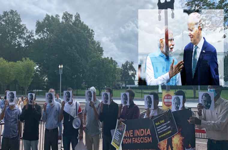 بائیڈن مودی ملاقات: وائٹ ہاؤس کے مختلف مذاہب کے لوگوں کا شدید احتجاج