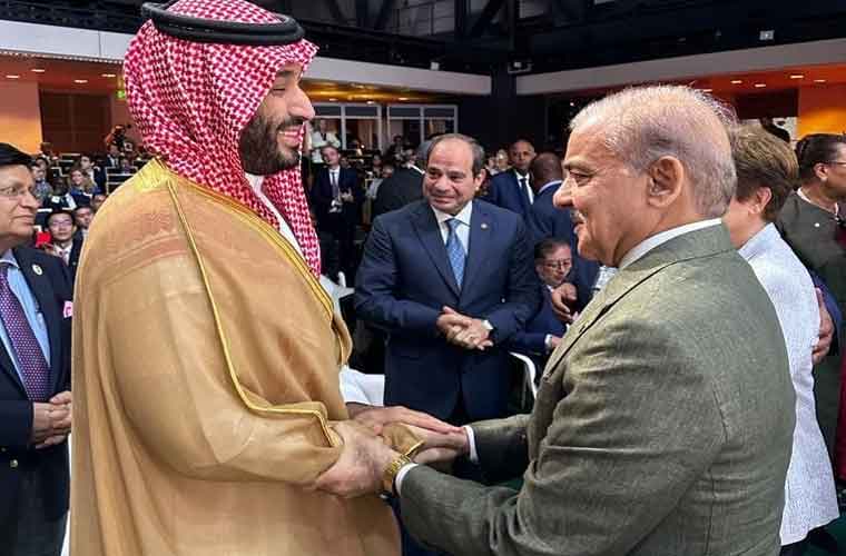 وزیراعظم شہباز شریف کی سعودی ولی عہد شہزادہ محمد بن سلمان سے ملاقات