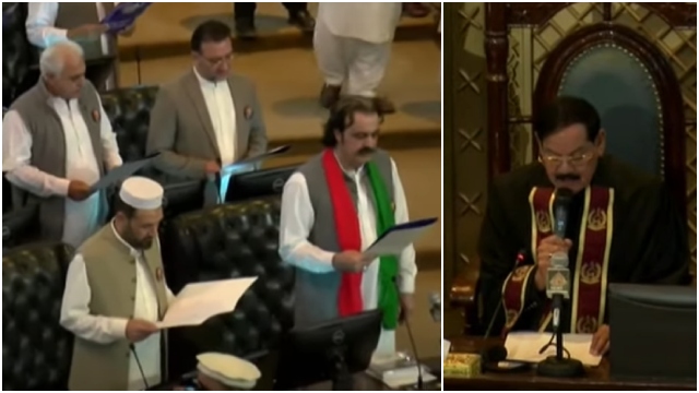 نو منتخب اراکین خیبرپختونخوا اسمبلی نے حلف اُٹھا لیا، ایوان میں شدید بدنظمی