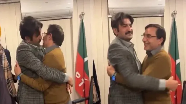 شیر افضل اور بیرسٹر گوہر کے درمیان ناراضگی ختم ، دونوں رہنما بغلگیر ہوگئے