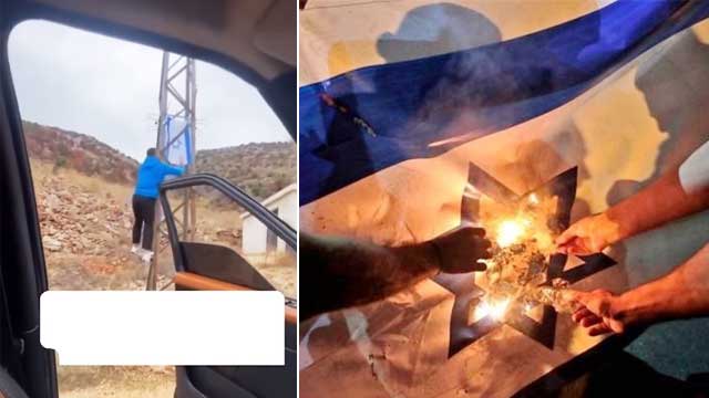لبنانیوں نے واپسی کیساتھ ہی اسرائیلی جھنڈوں کو جلاڈالا