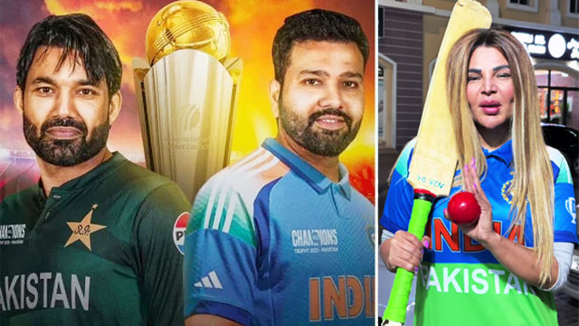 پاک بھارت میچ کا جنون؛ راکھی بیٹ لیکر سڑک پر نکل پڑیں