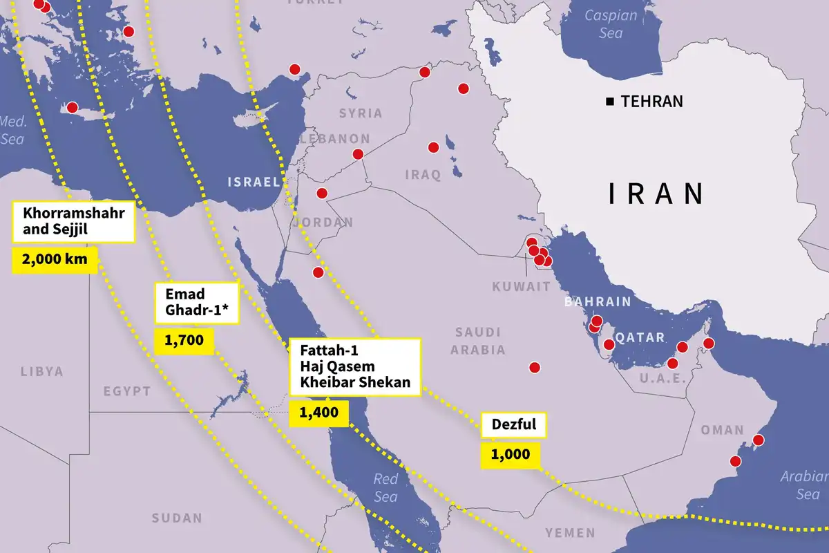 ایرانی میزائلوں کی رینج نے امریکی فوجی اڈوں کی سلامتی پر سوالات اٹھا دیئے