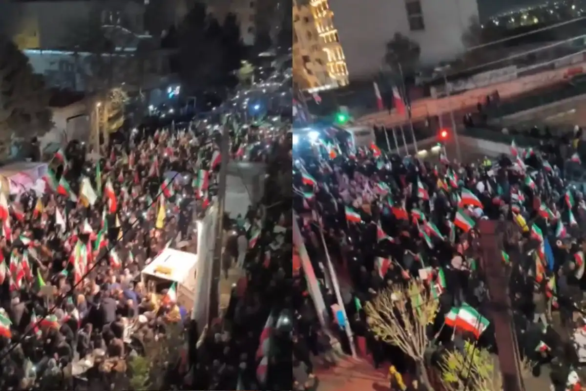 ایرانی شہر کرج میں حکومتی اور عسکری حمایت میں ہزاروں افراد کا بڑا مارچ