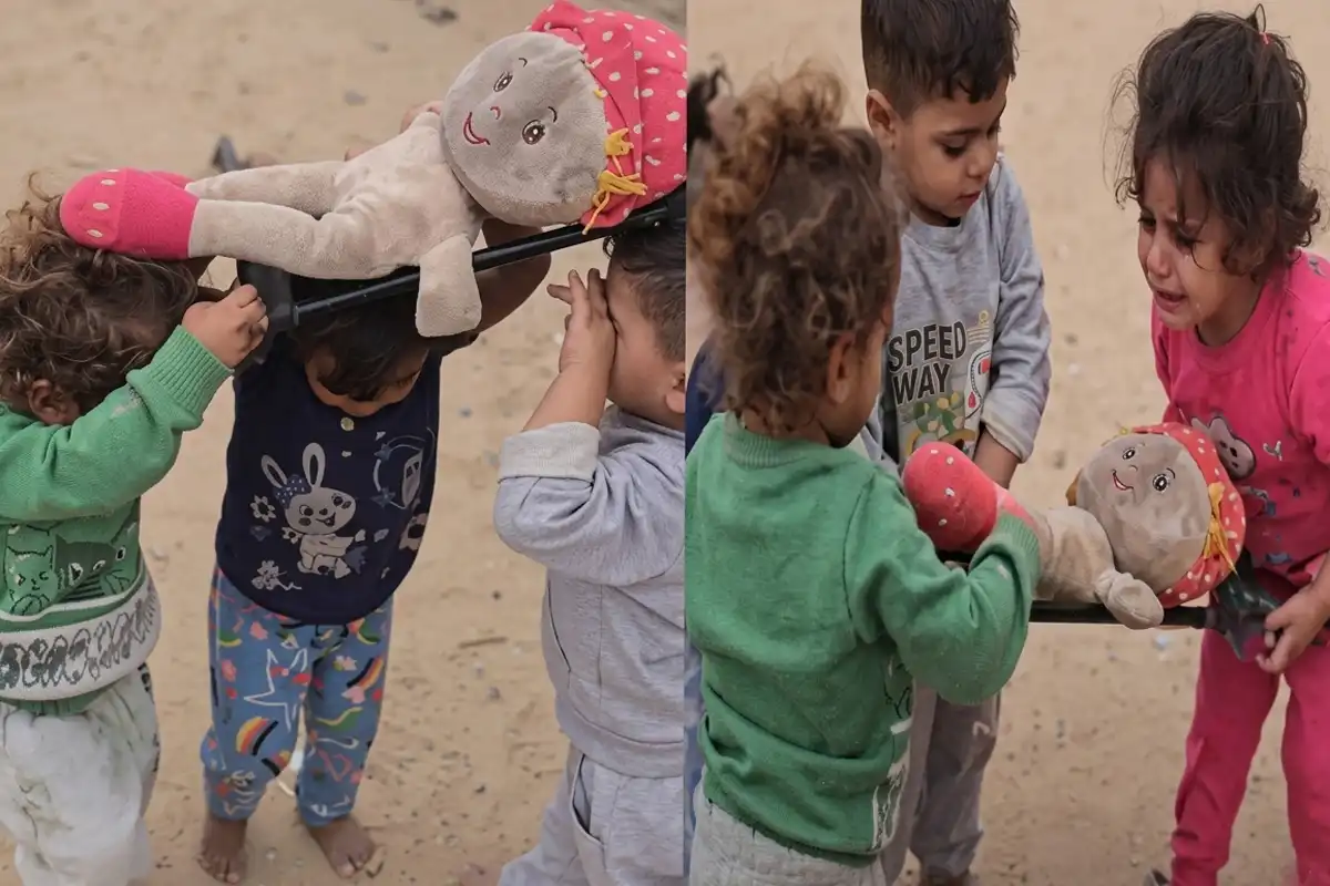 غزہ جنگ کے سائے میں پروان چڑھتا بچپن، گڑیا کا جنازہ نکالنے والے بچوں کی ویڈیو نے سب کو تڑپا دیا