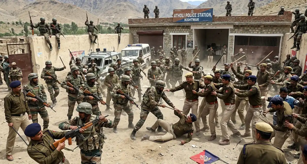 مقبوضہ کشمیر میں فوج اور پولیس میں تصادم، فوجی دیواریں پھلانگ کر تھانے میں داخل، بدترین تشدد