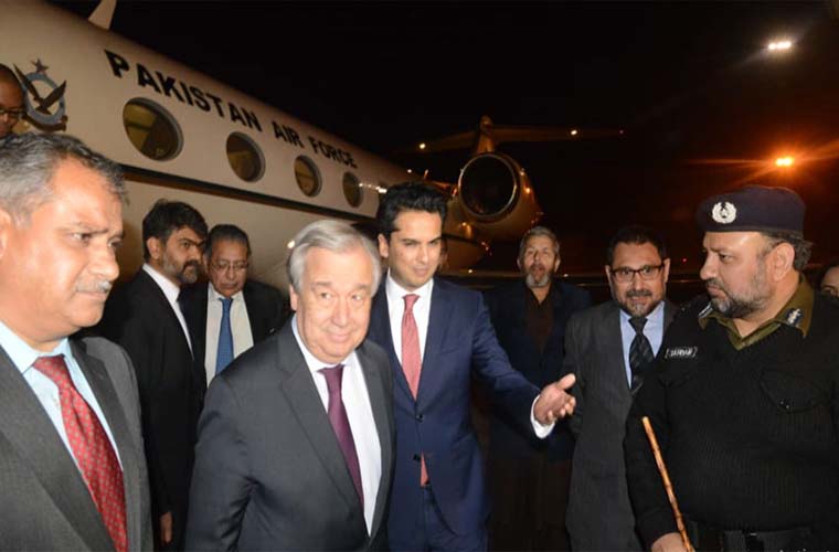 UN Secretary General Antonio Guterres arrives in Lahore