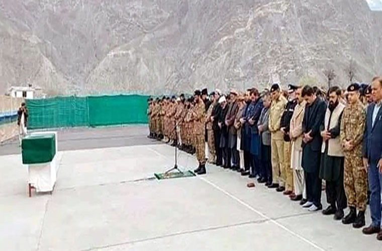 Funeral prayers of martyred Colonel Mujeebur Rehman held in Gilgit