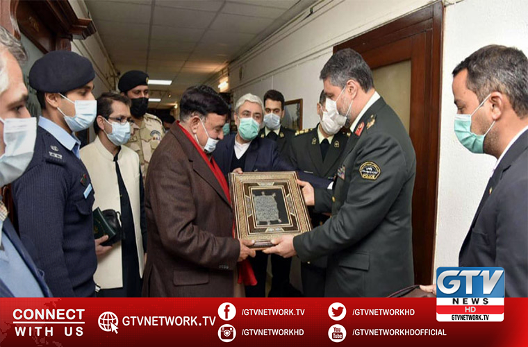 Iran Anti Narcotics Police chief Brigadier meets Sheikh Rashid in Islamabad
