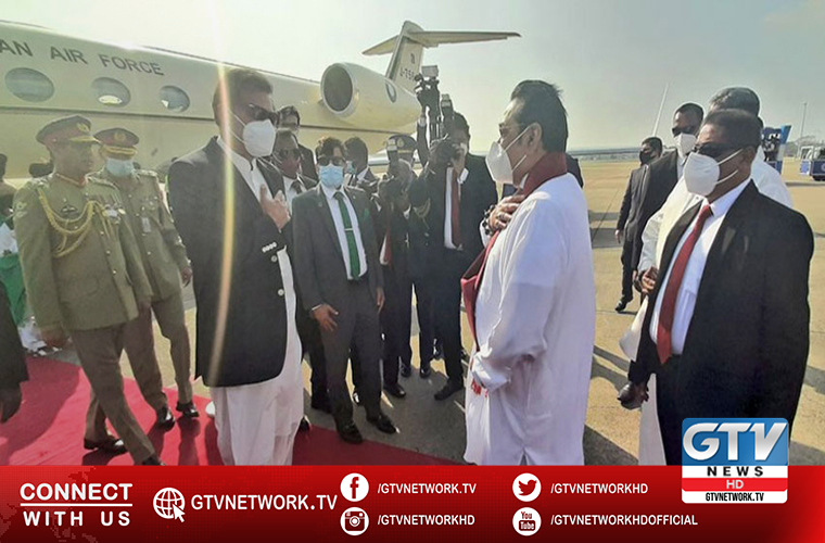 Sri Lankan PM receives Prime Minister Imran Khan on arrival in Colombo