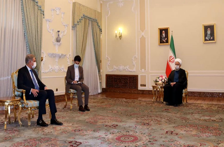 Foreign Minister Shah Mahmood Qureshi meets Iran President Rouhani