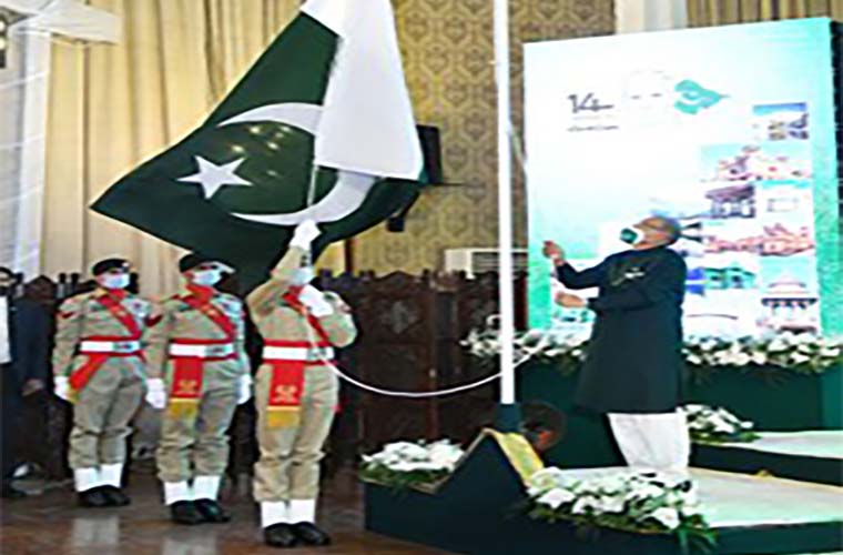 National flag hoisting ceremony held at Aiwan e Sadr in Islamabad