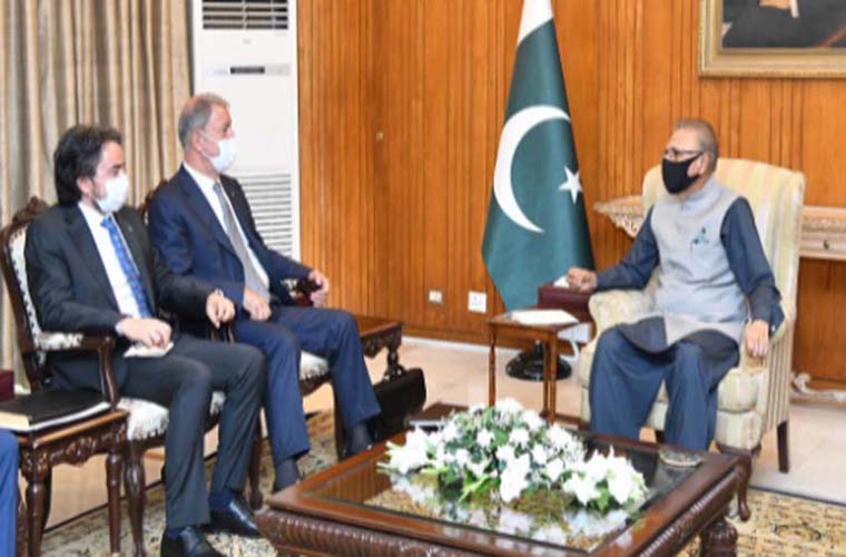 Turkish Defence Minister calls on President Dr Arif Alvi in Islamabad