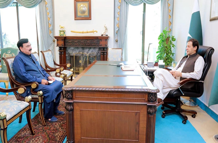 Interior Minister Sheikh Rashid calls on Prime Minister Imran Khan