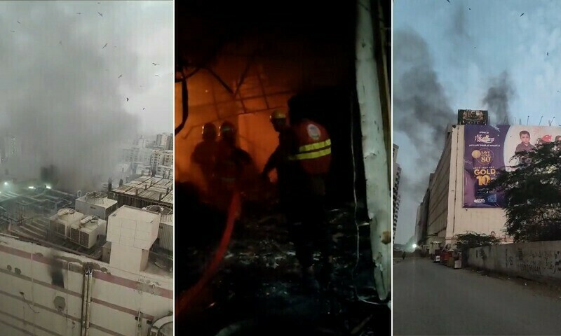 early morning fire at RJ Mall Karachi claimed 11 lives,22 injured