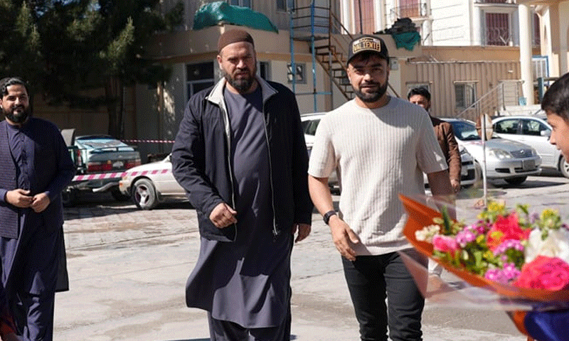 Afghan spinner Rashid Khan returns home after 4-year