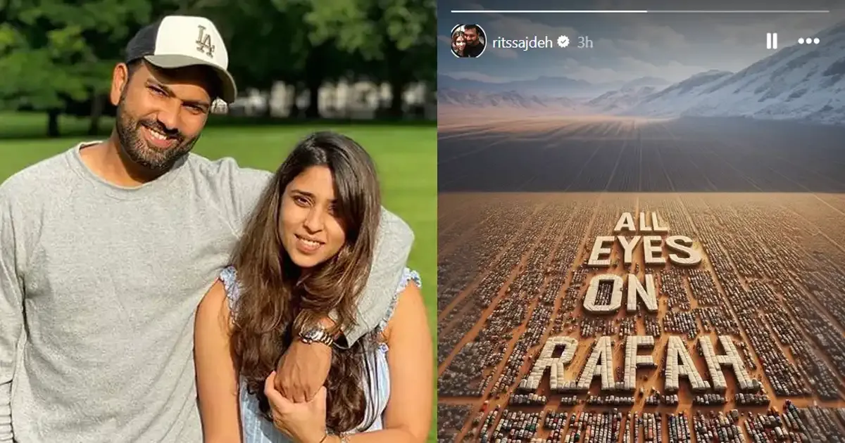 Rohit Sharma’s wife extends support to Palestinians