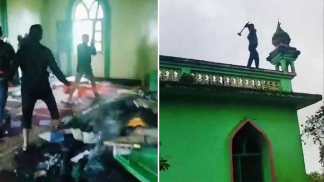 Watch: Violent Hindu mob attacks mosque in India