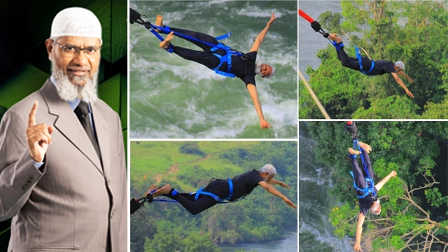 Dr Zakir Naik tries Bungee Jump in Uganda