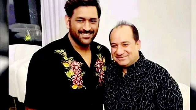 Video of Rahat Fateh Ali Khan’s meeting with Indian cricketer Dhoni goes viral