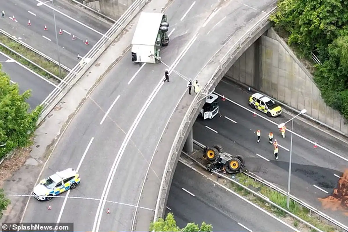 M20 Motorway Closed After Tractor Falls from Bridge Near Wrotham