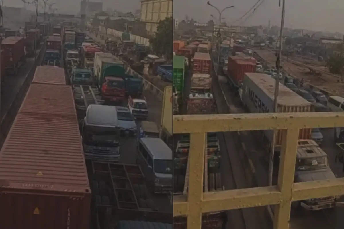 Heavy Vehicle Surge Causes Major Traffic Jam in Karachi’s Mauripur Area
