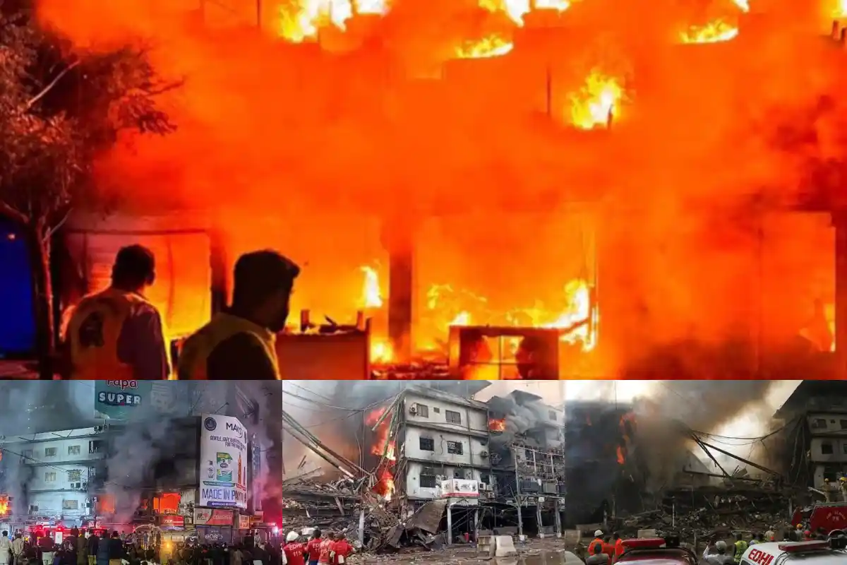 Gul Plaza Fire Rages for Over 18 Hours in Karachi; Six Dead, Several Missing