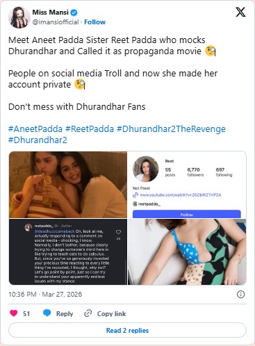 Aneet Padda Faces Backlash After Sister Reet Padda’s Viral Comments Spark Controversy 3 Screenshot 2026 03 28 143826