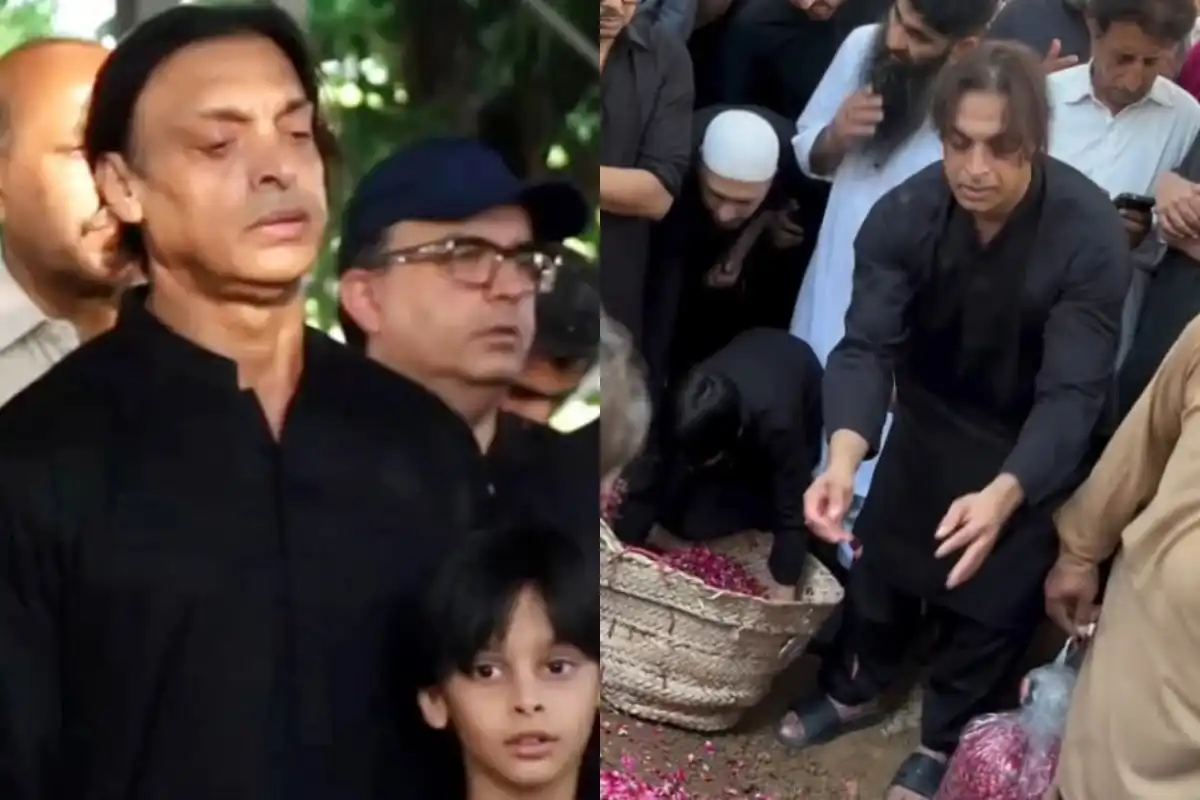 Shoaib Akhtar Visibly Emotional with Son at Brother’s Last Rites