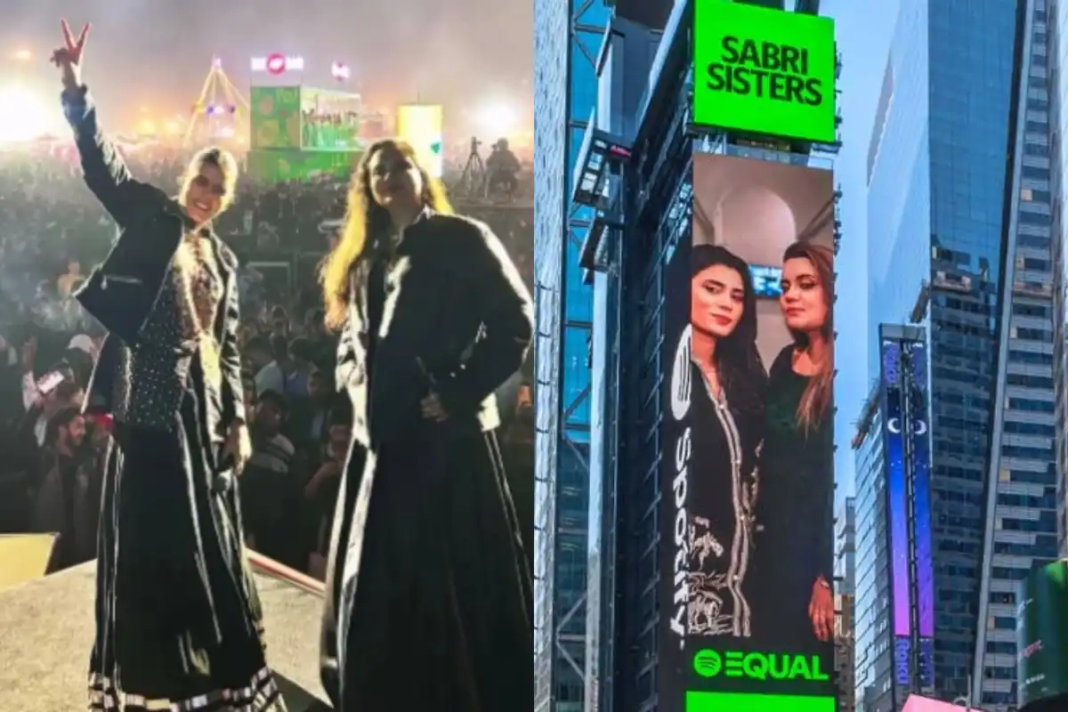 Pakistani Music Duo Sabri Sisters Spotlighted on Times Square Billboard