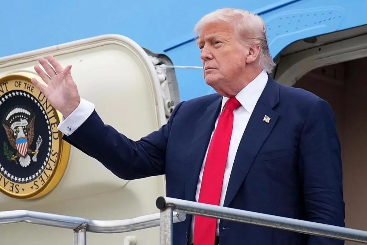 US President Donald Trump arrives in Geneva