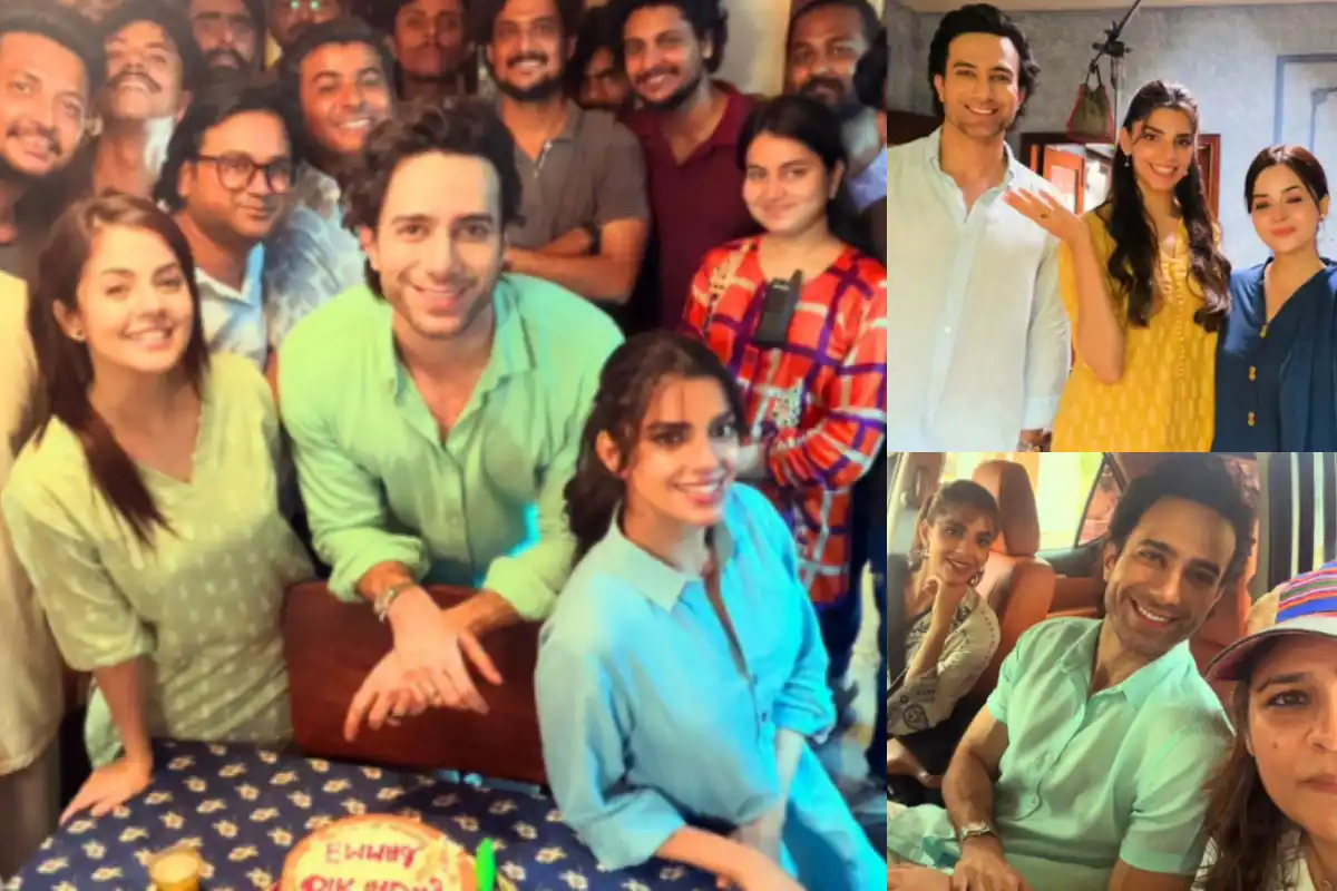 Emmad Irfani, Sanam Saeed and Komal Meer Celebrate on ‘Gulbahar’ Set