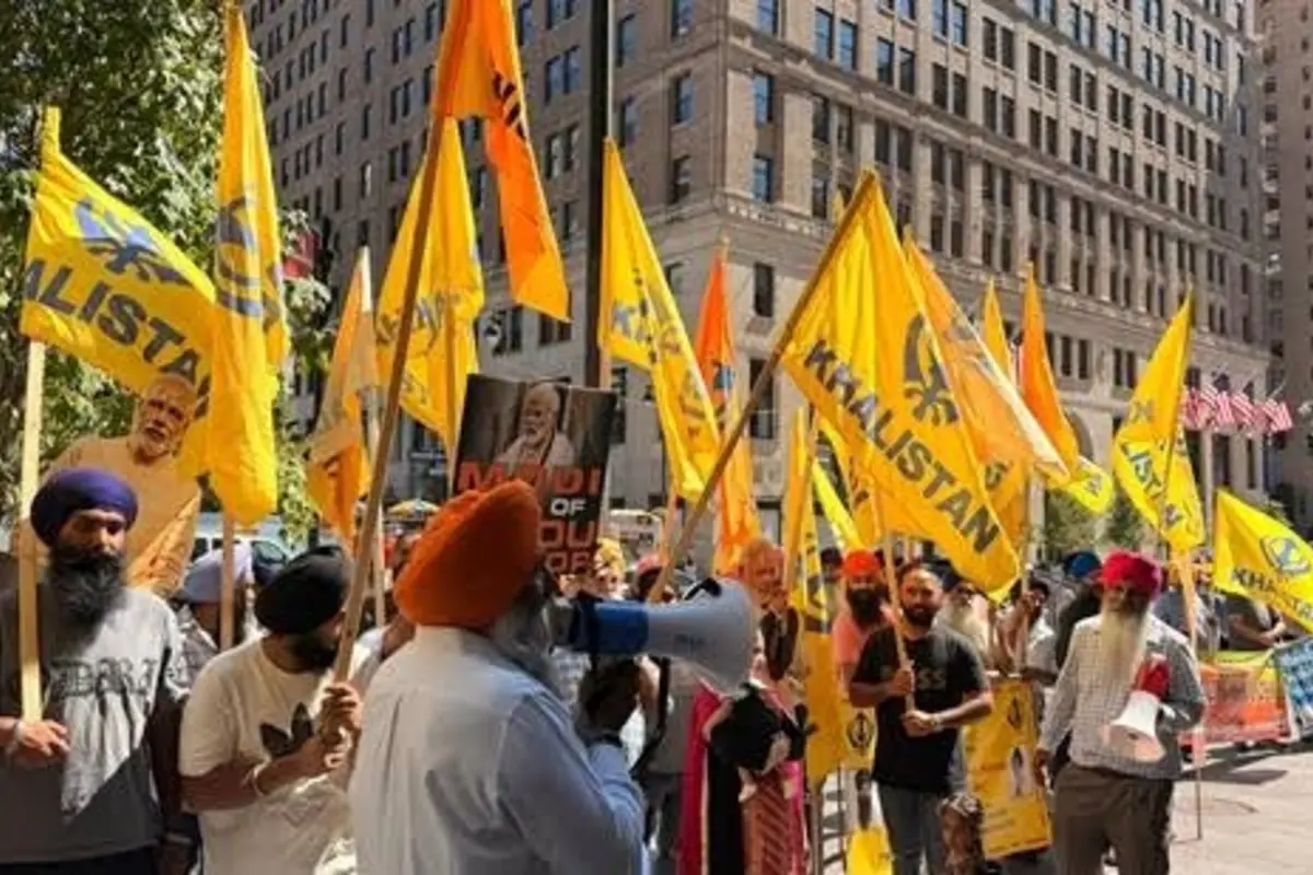 Khalistan Supporters Protest RSS Chief Mohan Bhagwat’s Visit to New York
