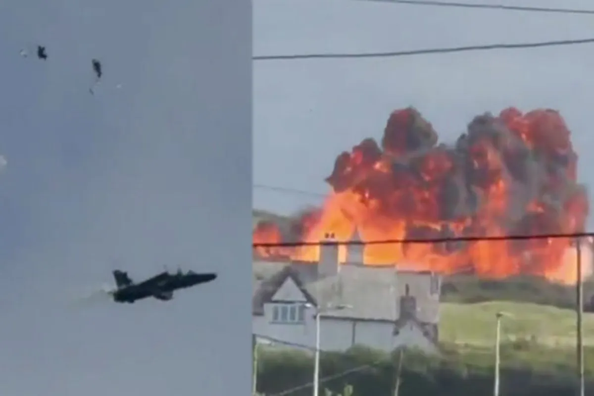 UK Royal Air Force Hawk T2 Fighter Jet Crashes During Training Flight