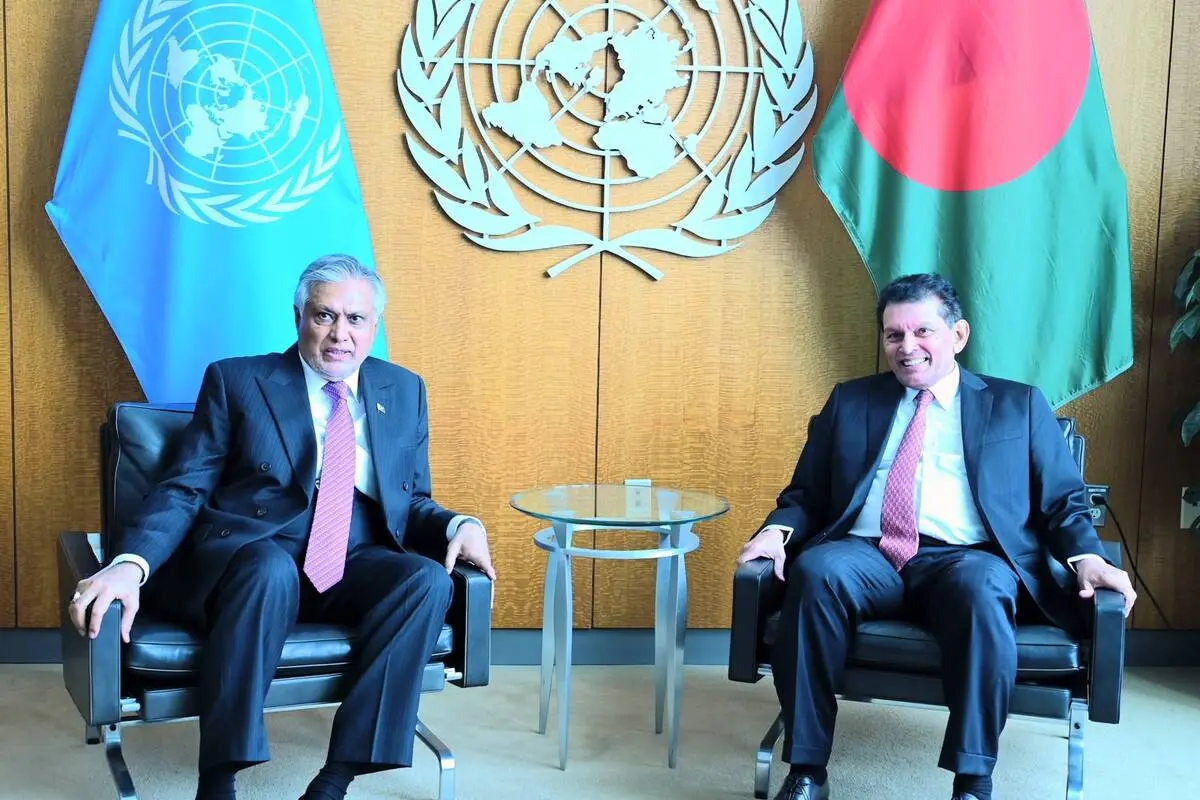 Ishaq Dar Meets UNGA President Khalilur Rahman in New York