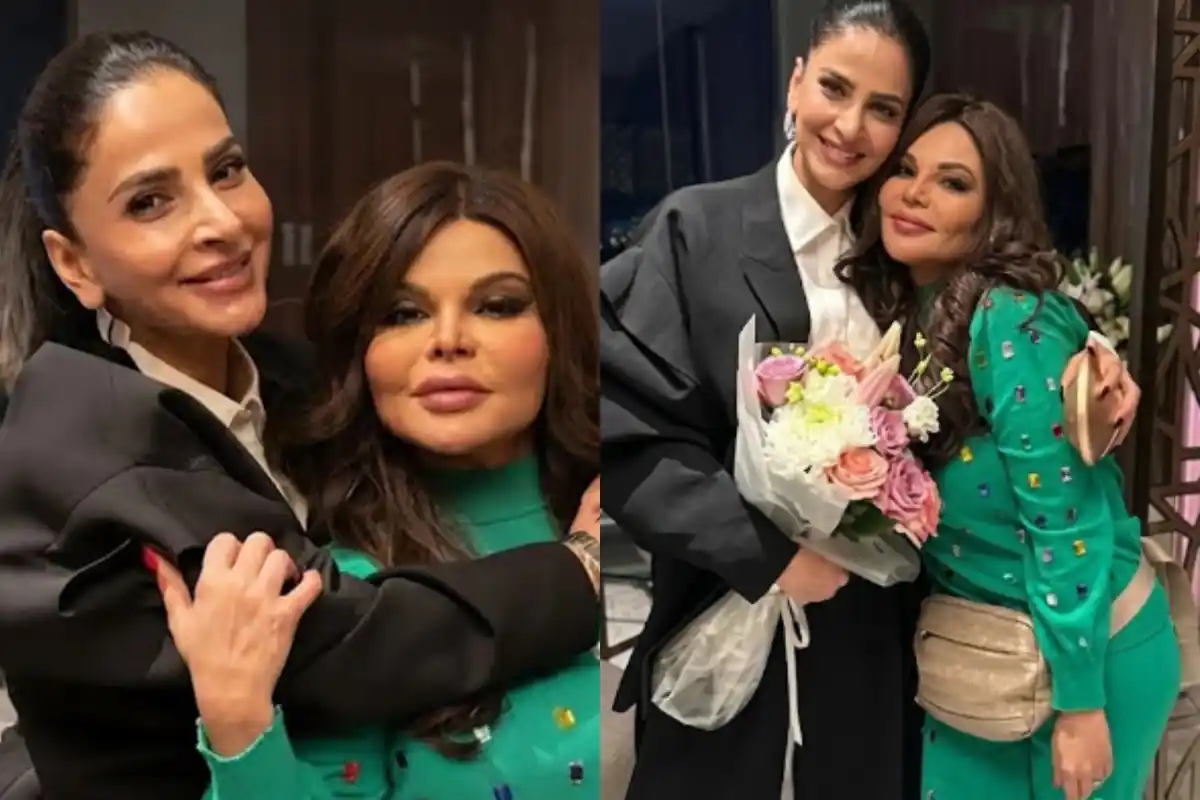 Rakhi Sawant Surprises Saba Qamar With Flowers and Ring in Dubai