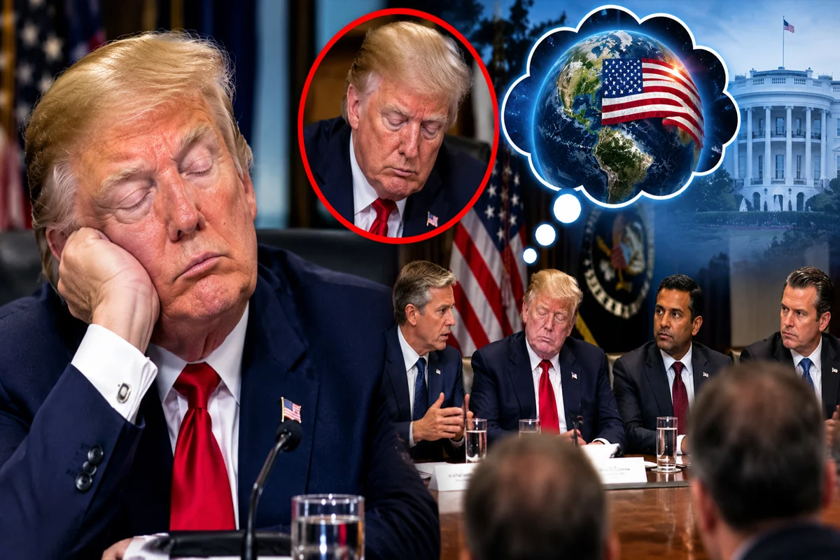 Trump Again Seen with Eyes Closed During White House Meeting